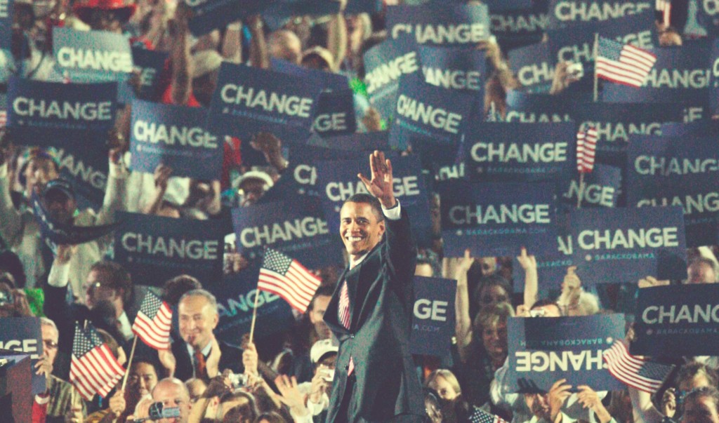 President Barack Obama presidential campaign, Blue and White Change Sign