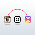 Instagram logo starts with a detailed logo, Skeumorphism then skip flat design to a new design concept.