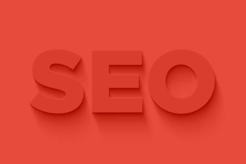 SEO block letters on a Red background