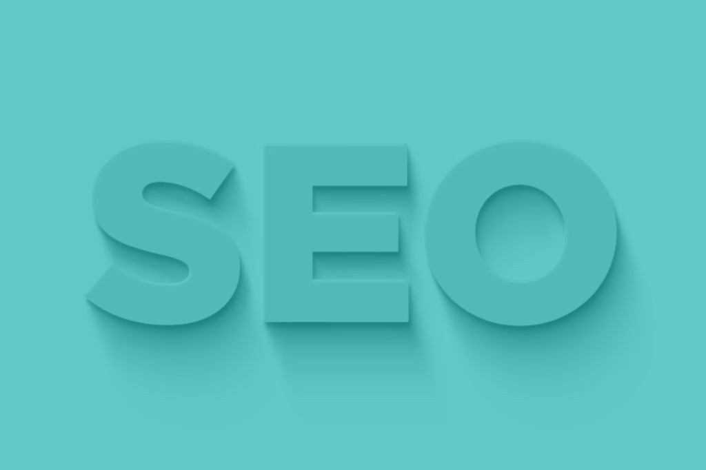 SEO block letters on a Teal background